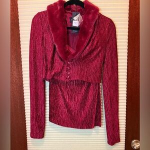 Sang Red Velvet Textured Jacket Size Large NWT